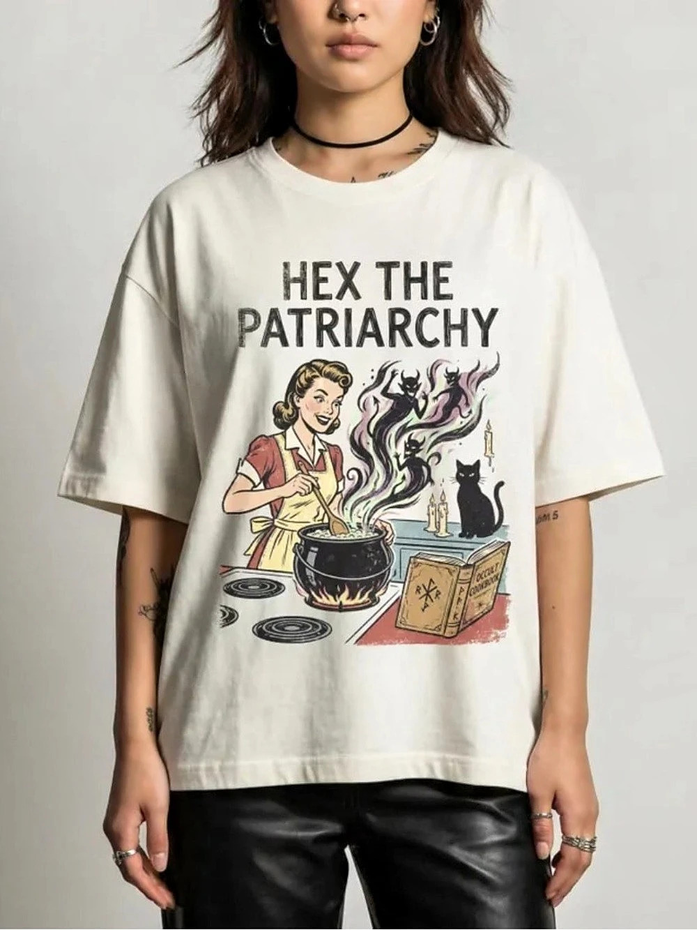 Cream Hex The Patriarchy Graphic Tee, Vintage and Retro Style